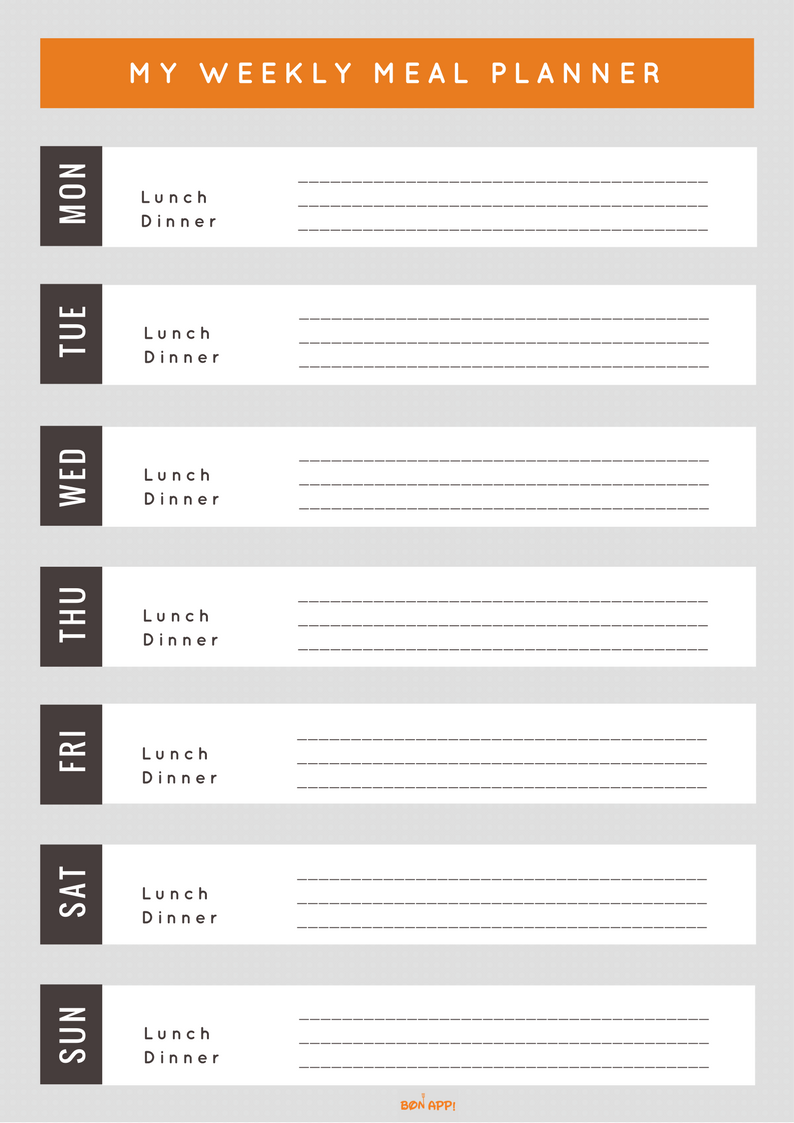 Free to download! Weekly meal planner templates