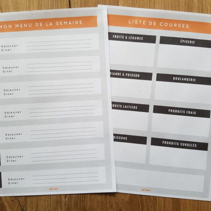 Modele De Menu De La Semaine