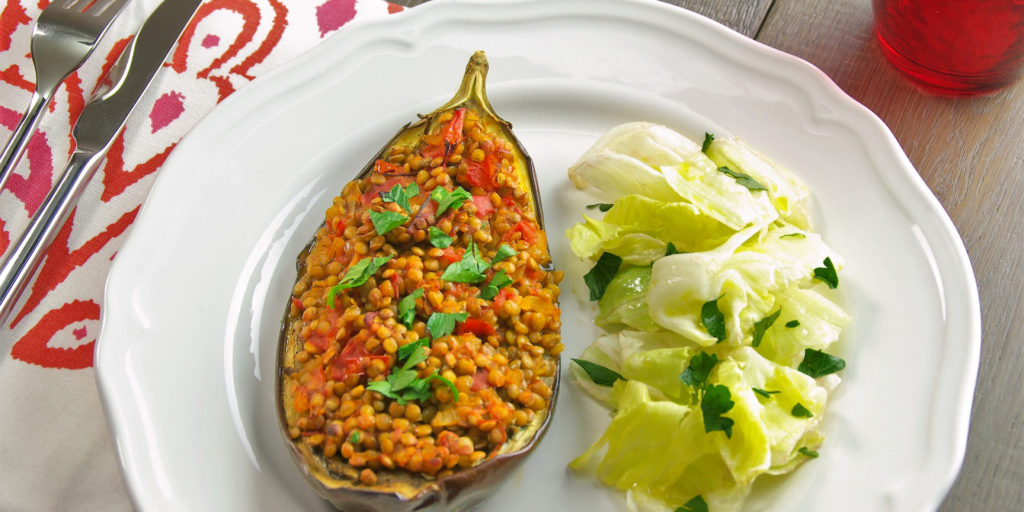 Aubergine Farcies Lentilles Tomates Stuffed Aubergine Lentils Tomato