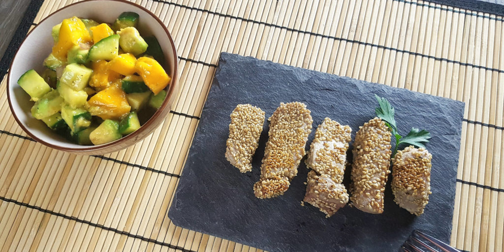 Thon Sésame Salade Avocat Mangue Sesame Seeds Tuna Mango Avocado Salad