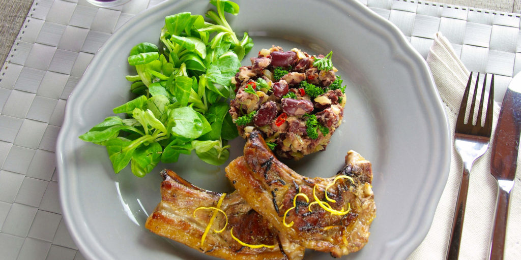 Côtelette Agneau Écrasé Haricot Rouge Lamb Chop Red Bean Salsa