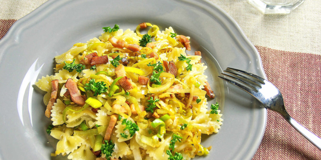 Farfalles Poireaux Lardons Leeks Lardons Farfalle