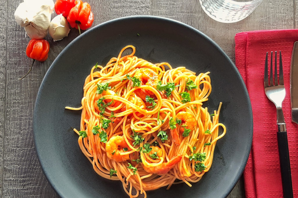 Spaghettis Crevettes Épicées Spicy Prawn Spaghetti